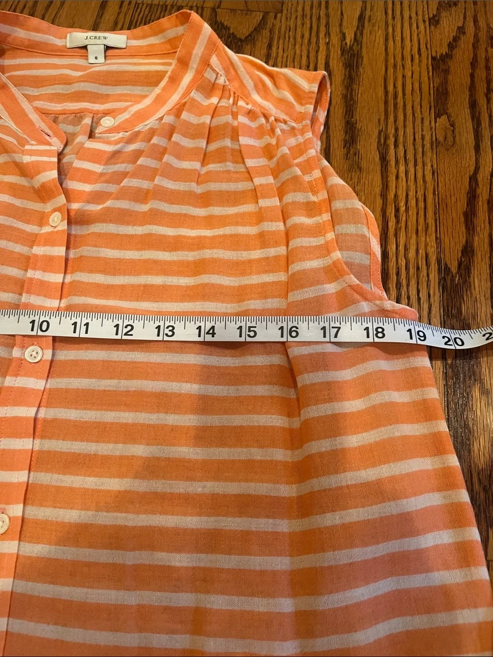 J. Crew Peach & White Striped Sleeveless Button-Up Top